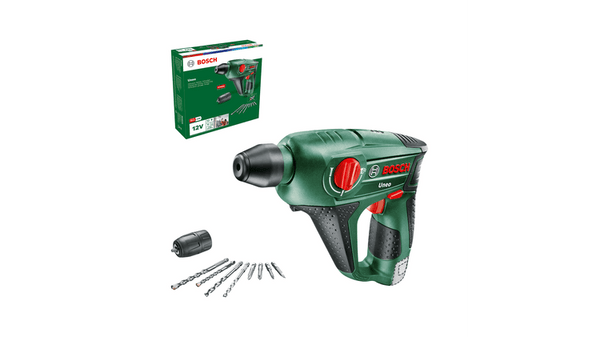 Bosch Uneo akkus fúrókalapács + fúrótokmány (akku és töltő nélkül)